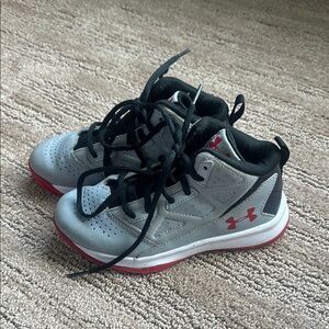 Under Armour Gray and Red Sneakers with Ankle Support